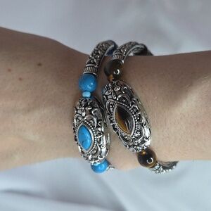 South Western Bracelets Stretchy Fashion jewelry faux turquoise Amber (2) New